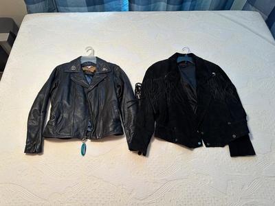 LADIES HARLEY DAVIDSON LINED LEATHER JACKET & A g400 FRINGED LEATHER JACKET