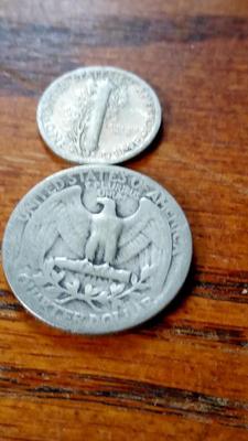 LOT 42 - TWO SILVER WW II COINS
