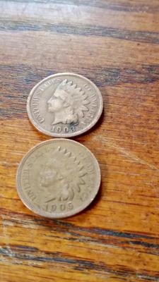LOT 43 - TWO INDIAN HEAD PENNIES