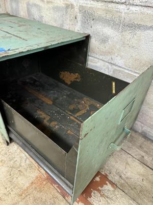 Vintage Green Metal File Cabinet Box