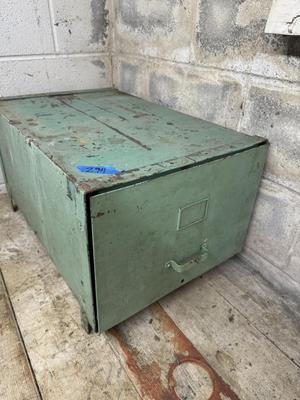 Vintage Green Metal File Cabinet Box
