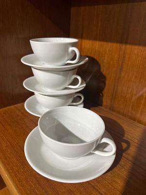 Pillivuyt porcelaine coffee cups and saucers