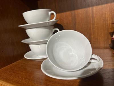 Pillivuyt porcelaine coffee cups and saucers