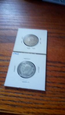 LOT 54 - TWO OLD SILVER CANADIAN QUARTERS