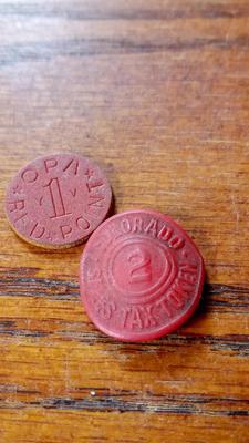 LOT 56 - TWO EARLY COLORADO TAX TOKENS