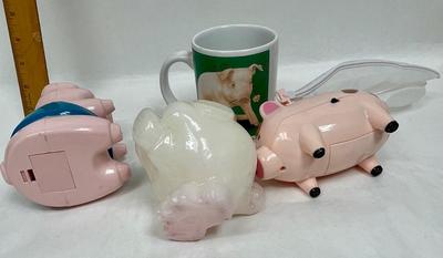Pig Decor Lot - When Pigs Fly Figurine, Pig Candle