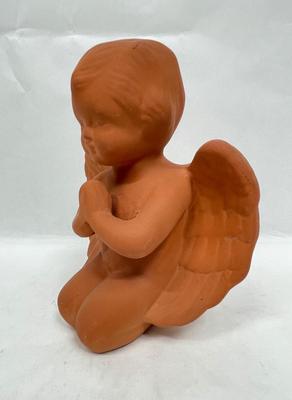 Terra Cotta Kneeling Cherub Angel