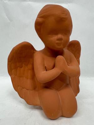 Terra Cotta Kneeling Cherub Angel