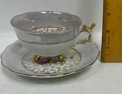 Vintage tea cup and saucer Floral Pattern with Lustre border