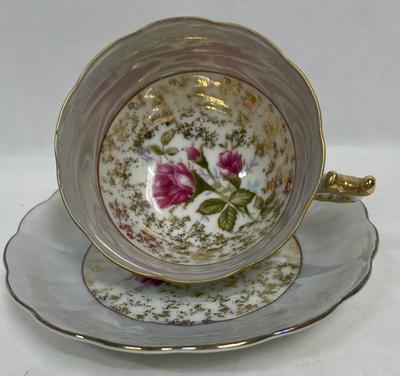 Vintage tea cup and saucer Floral Pattern with Lustre border