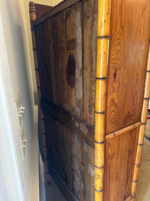 French 19th Century Faux Bamboo Cabinet with Mirrored Door