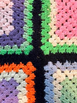 Two Vintage Colorful Crochet Blankets