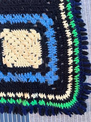 Two Vintage Colorful Crochet Blankets
