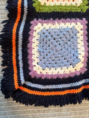 Two Vintage Colorful Crochet Blankets