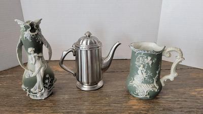 Vase, Creamer and Oneida Kettle