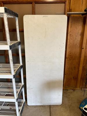 STORAGE SHELF AND 6 FOOT TABLE