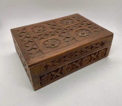 Hand Carved Wood Box from India