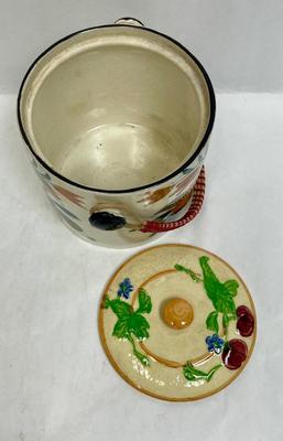 Vintage Ceramic Lidded Biscuit Jar Made in Japan Flower Pattern