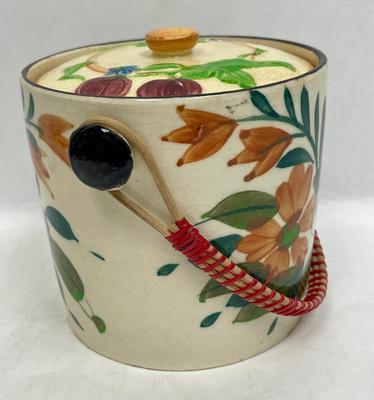 Vintage Ceramic Lidded Biscuit Jar Made in Japan Flower Pattern