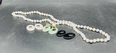 Costume Jewelry Lot: 3 Pair of Earrings and a Beaded Necklace