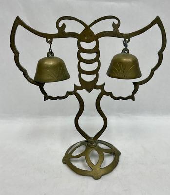 Vintage Brass Bell Holder Shaped as a Butterfly