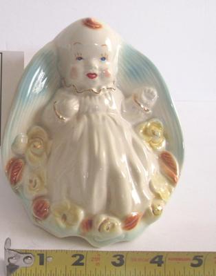 Vintage Baby and Flowers Pottery Planter