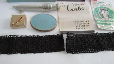 Vintage Ladies Lot, The Perfect Curler, Pill Box, Compact, More
