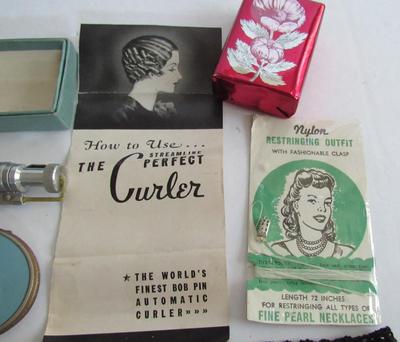 Vintage Ladies Lot, The Perfect Curler, Pill Box, Compact, More