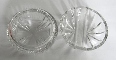 Vintage Cut Glass Powder/Jewelry Box & Pressed Glass Jewerly Box