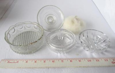 Vintage Cut Glass Powder/Jewelry Box & Pressed Glass Jewerly Box
