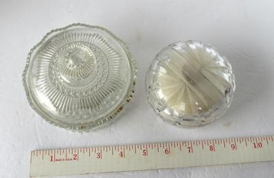 Vintage Cut Glass Powder/Jewelry Box & Pressed Glass Jewerly Box