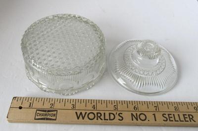 Vintage Cut Glass Powder/Jewelry Box & Pressed Glass Jewerly Box