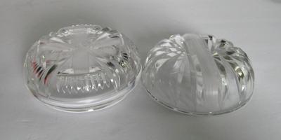 Vintage Cut Glass Powder/Jewelry Box & Pressed Glass Jewerly Box