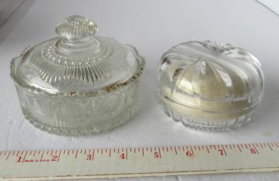 Vintage Cut Glass Powder/Jewelry Box & Pressed Glass Jewerly Box