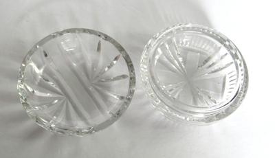 Vintage Cut Glass Powder/Jewelry Box & Pressed Glass Jewerly Box