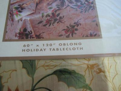 Two Festive Holiday Large Tablecloths in Packages