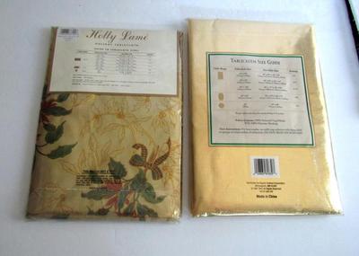 Two Festive Holiday Large Tablecloths in Packages