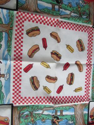 Adorable Anthropomorphic Picnic Small Tablecloth or Very Large Towel