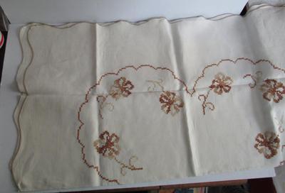 Matching Set Older Handmade Tablecloth and 4 Napkins Set