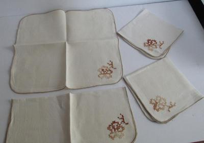 Matching Set Older Handmade Tablecloth and 4 Napkins Set