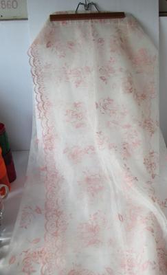 4 Pink and White Lace Curtain Panels, Read Description