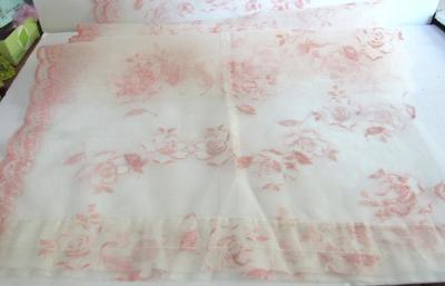 4 Pink and White Lace Curtain Panels, Read Description