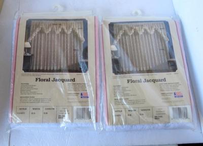 2 Floral Jacquard Lace Curtain Panels, 40x65
