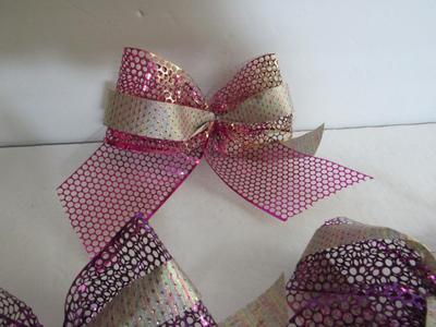 Older Fancy Plastic Bows and Glass Christmas Ball Picks