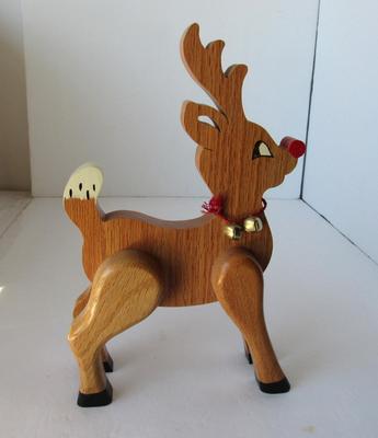 Wrought Iron and Wood Small Cart, Wood Deer and Wrought Iron Candle Holder