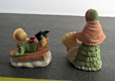Older Lefton/Lemax Bisque Christmas Village Figurines