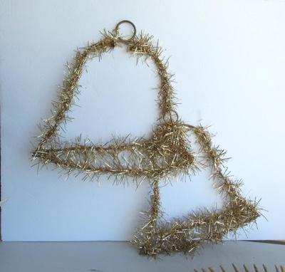 Tinsel Wrapped Wire Bells, Sleigh and Paper Ornament