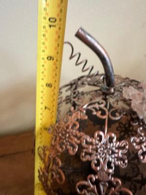 Pair of Metal Pumpkin Candle Holder Decor