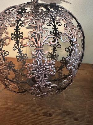 Pair of Metal Pumpkin Candle Holder Decor