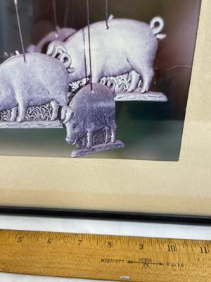Framed Photograph Bird Visiting Pig Mobile